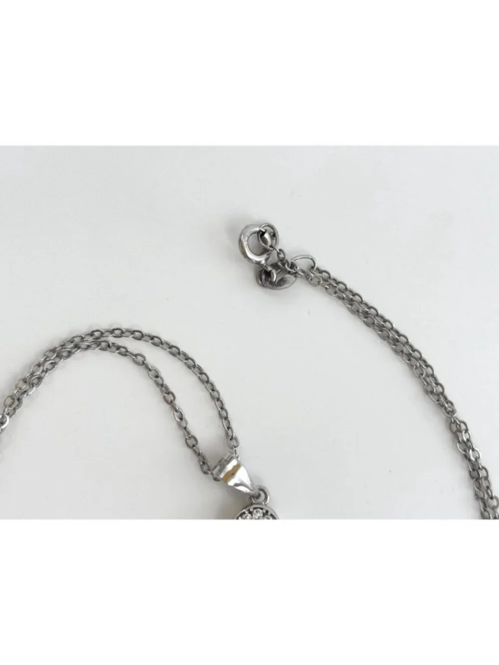 Triple Oval Sterling Silver Pave Bridal 925 Vintage Pendant Necklace - 18